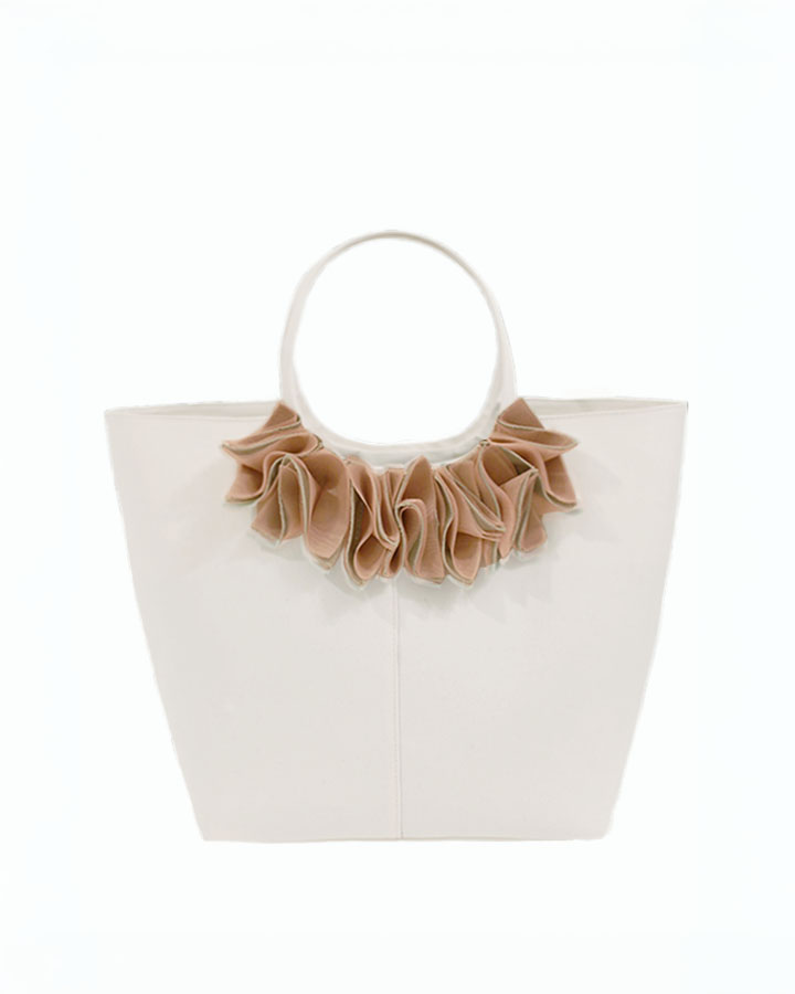ninew Tete tote bag — Natural & Matcha Peach color, front view