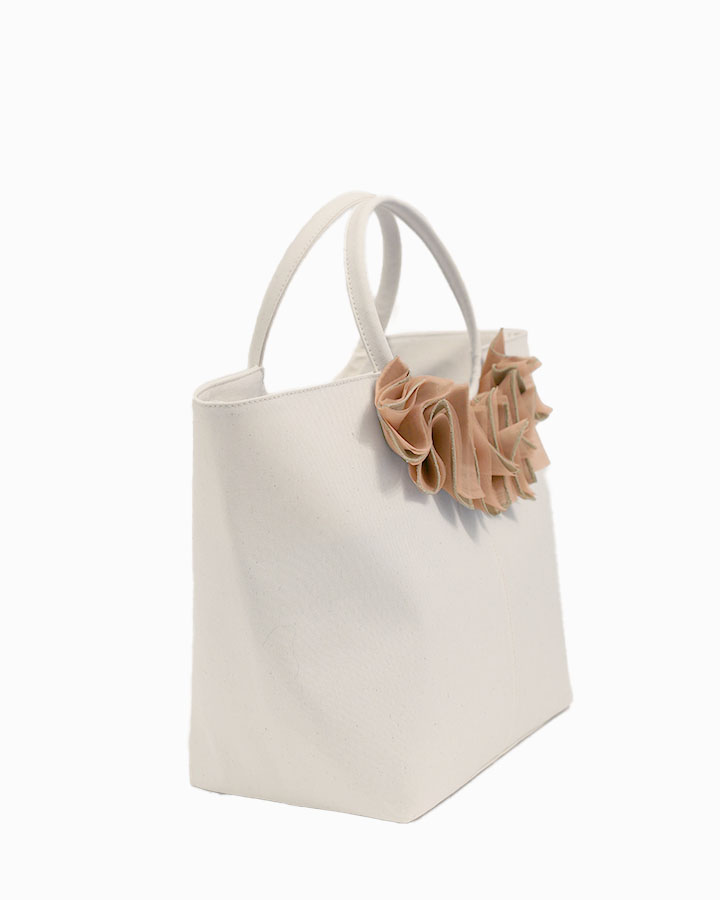 ninew Tete tote bag — Natural & Matcha Peach color, side view